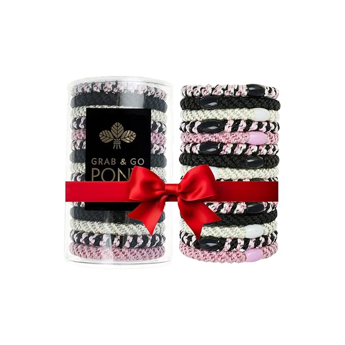L. Erickson Grab & Go Ponytail Holders, Blush, Set of Fifteen - Exceptionally Secure with Gentle Hold