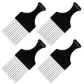 4 Packs Afro Comb Metal Pick, Hairdressing Detangle Wig Braid Hair Styling Tool- Black