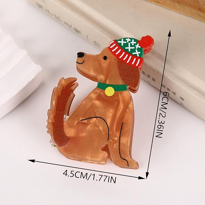 Christmas Hair Clips for Women, Cute Christmas Puppy Hair Claw Clips Funny Strong Hold Dog Jaw Clips with Hat Design Non-slip Animal Winter Hair Barrettes Xmas Hair Accessories Decoration