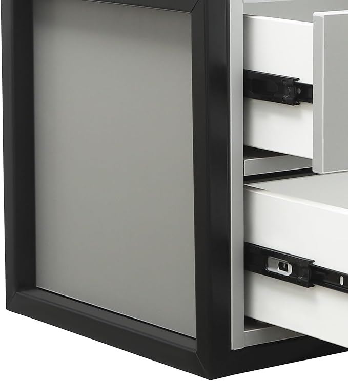 Suspended Salon Station for Hair Stylist, Wall Mounted Styling Salon Station Storage Cabinet w/2*Drawers &Hair Dryer Stand,Floating Nightstand Stylist Storage Cabinet for Home (Black+Gray)