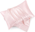 Blush Pink Satin Pillowcase Standard Set of 2 with Envelope Closure，Blush Pink Silk Pillowcase for Hair and Skin (20x26)
