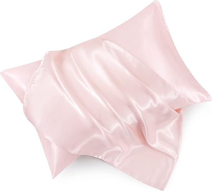 Blush Pink Satin Pillowcase Queen Size Set of 2 for Hair and Skin, Blush Pink Silk Pillowcase Breathable Pillowcase with Envelope Closure