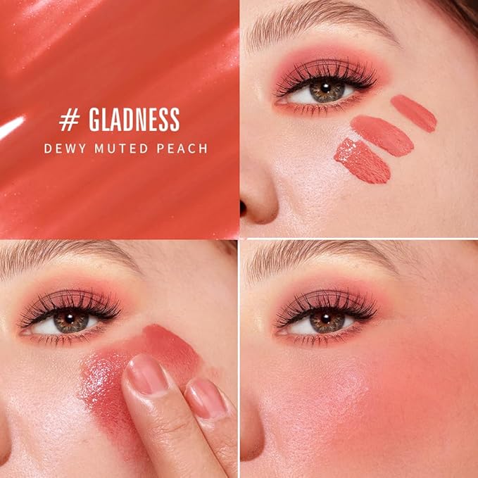 KIMUSE Soft Cream Blush Makeup, Liquid Blush for Cheeks, Weightless, Long-Wearing, Smudge Proof, Natural-Looking, Dewy Finish