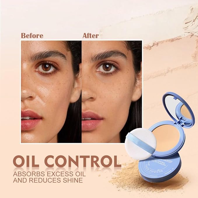 Oil Control Matte Perfection Face Pressed Powder, Matte Smooth Flawless Setting Powder Makeup, Polvo Compacto De Maquillaje, Waterproof Long Lasting, Cruelty Free, 0.35Oz (03 Pure Beige)