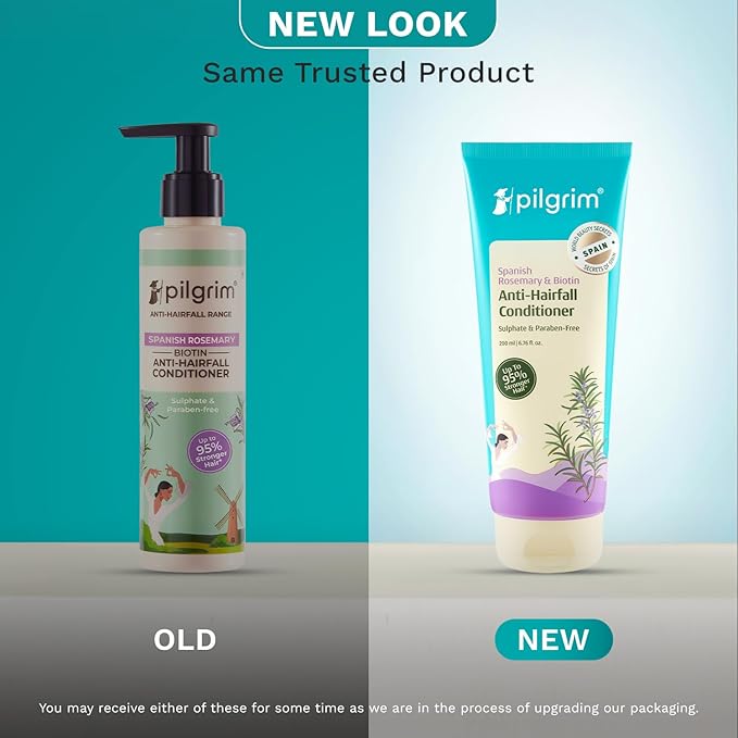 Pilgrim Spanish Rosemary & Biotin Anti Hairfall Conditioner for Reducing Hair Loss & Breakage | Upto 95% stronger hairs | Suitable for all hair types | For Men & Women 6.76 Fl Oz (200ml)