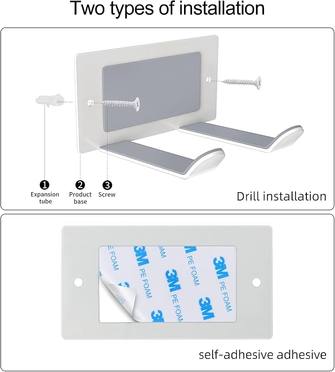 FLE Hair Dryer Holder Wall Mounted Self Adhesive,Hair Blow Dryer Rack Organizer Compatible with Most Hair Dryers,White