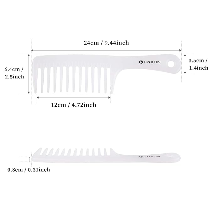 HYOUJIN Wide Tooth Comb Detangling Hair Brush Paddle Hair Comb Care Handgrip Comb-Best Styling Comb for Long Wet or Curly Reduce Hair Loss and Dandruff & Headache-Minimal breakages