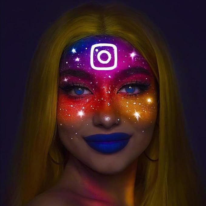 Go Ho Neon Gold Body Paint Washable(2.37oz,70ml),under UV Blacklight Neon Face Paint,Water Based Neon Fluorescent Golden Face Paint for Adults Children SFX Cosplay Costumes Halloween Makeup