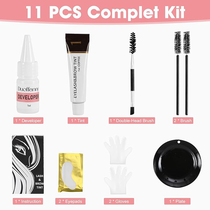 2-In-1 Eyelash & Eyebrow Color Kit, Professional Lash and Brow Color Kit DIY Hair Coloring for Salon & Home Use 7ml (Light Brown)