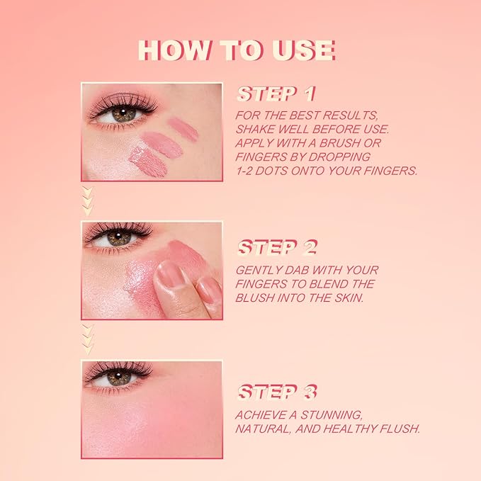 YOUNG VISION Liquid Cheek Blush -Soft Cream Rouge/Blusher Makeup, Buildable Gel-Cream Formula, Long-Wearing, Dewy Finish