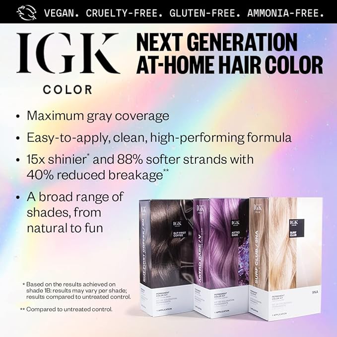 IGK Permanent Hair Dye Color Kit | 6R Smoky Scarlet - Intense Auburn | 100% Gray Color Coverage + Strengthen + Shine | Ammonia Free