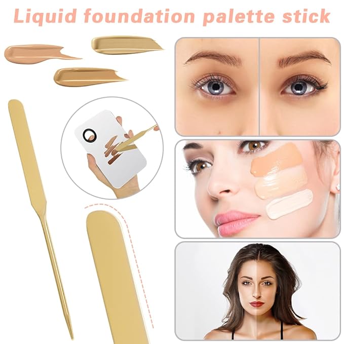 3PCS Makeup Mixing Palette, Stainless Steel Cosmetic Makeup Palette With Spatula Makeup Artist Tool, Professional Cosmetic Mixing Makeup Palette For Mixing Eye Shadow/Eyelash/Nail Art/Foundation