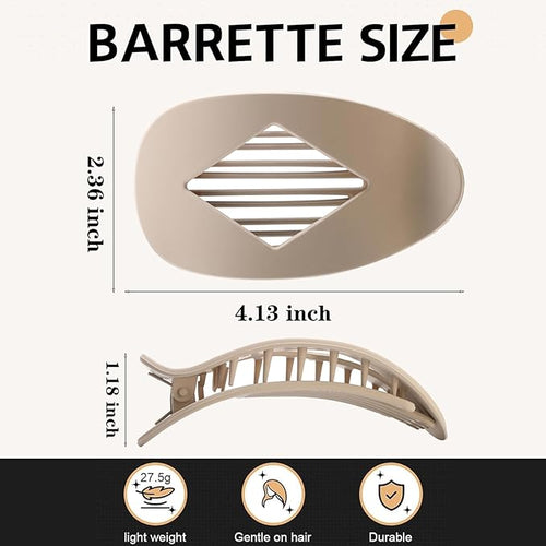 5 PCS Flat Hair Clips, No Crease Flat Claw Clips for Women, Large Strong Hold Barrettes for Thick Thin Hair, French Duckbill Styling Accessories(Neutral Matte)
