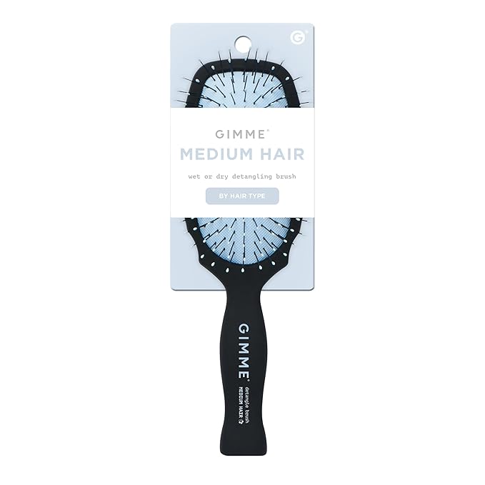 Gimme Beauty Detangling Brush - Curved Paddle Brush for Breakage-Free Detangling - Anti-Static & Frizz - Soft Glide with Ball-Tipped Bristles - Heat-Resistant Styling Tool - Medium Hair