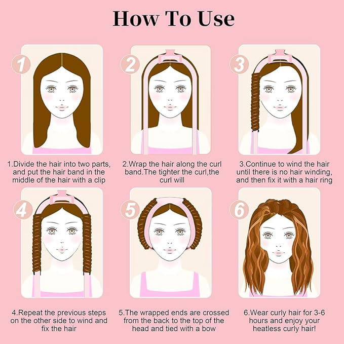 Upgraded 60" Extra Long Soft Heatless Hair Curlers to Sleep In, No Heat Hair Rollers (Pink)