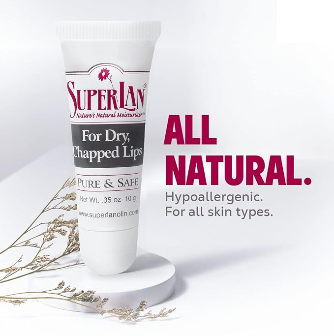 Organic Lanolin Lip Balm - Natural Moisturizer for Dry, Cracked Lips - Ultra-Pure Medical Grade Lanolin & Jojoba Oil - Kosher Chapstick for All Ages - Hydrating Lip Care