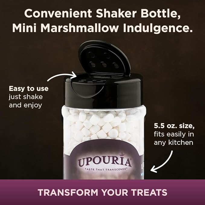 Upouria Mini Marshmallow Beverage and Dessert Topper, Rich Flavor Enhancer for Coffee, Hot Chocolate, Ice Cream, 2.5oz