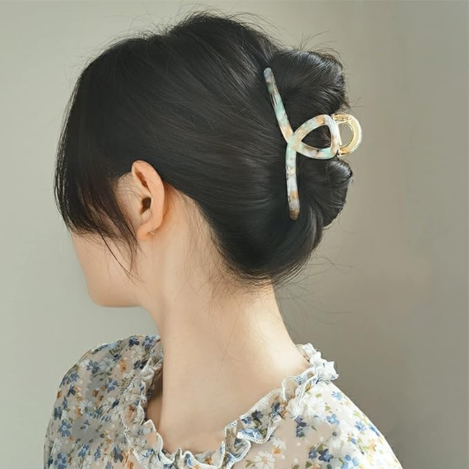 Big Hair Claw Clips Metal Butterfly Hair Claw for Women Strong Hold Acetate Metal Hair Clamps 4.7" Large Hair Accessories for Long Thick/Thin Hair 1 Pcs (Mixed Green)