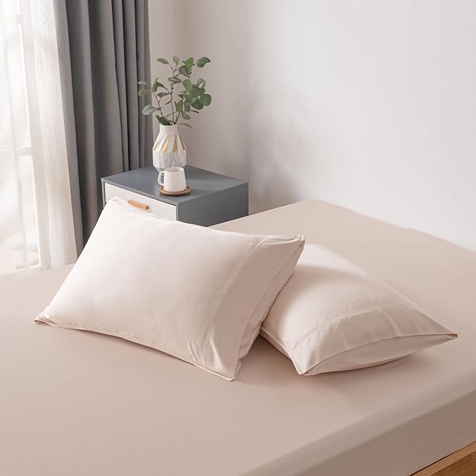 Bella Coterie | Luxury Bamboo Viscose Standard Size Pillowcase Set | 100% Organically Grown | Ultra Soft | Cooling | 2 Pcs [Champagne]