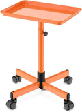 Salon Tray on Wheels - Premium Aluminum Tattoo Tray Rolling Trolley - Adjustable Salon Service Rolling Tray Hairdresser Cart with Clinic Spa Rolling Tray Wheels (Orange)