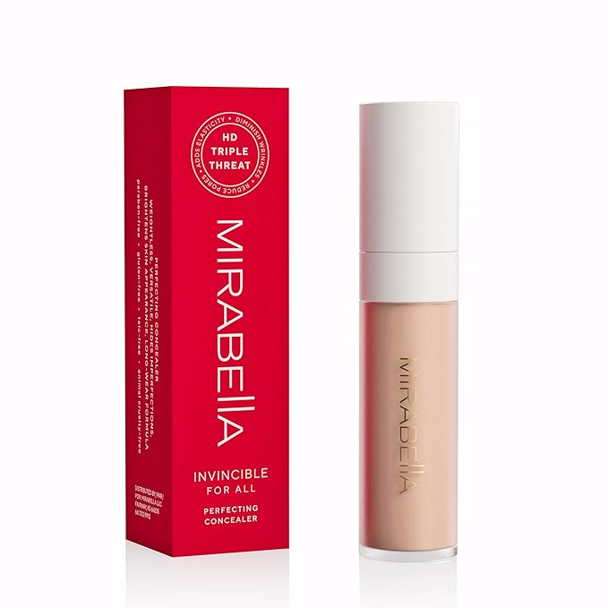 Mirabella Invincible For All Perfecting Under Eye Concealer Full Coverage - Hydrating Makeup Concealer for Dark Circles, Fine Lines & Wrinkles w/Hyaluronic Acid - Medium M150