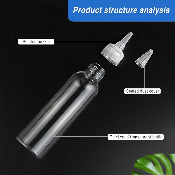 TRENDBOX 4oz / 120ml Plastic Bottle Pointed Mouth Top Cap for Essential Oils, Liquid - 6 Pack