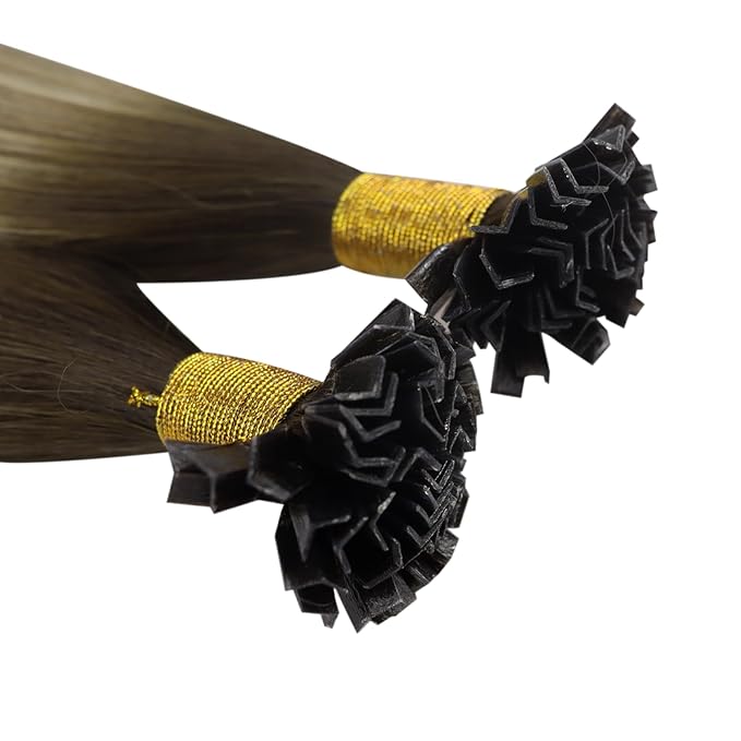 YoungSee Ktip Hair Extensions Human Hair Balayage K Tip Hair Extensions Real Human Hair Balayage Dark Brown to Brown with Blonde 20In 50s/50g