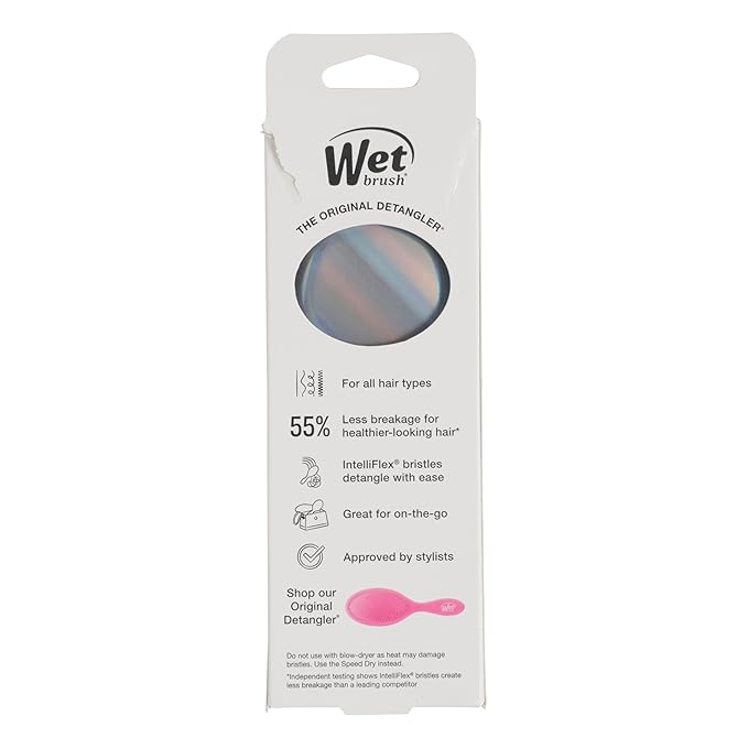Wet Brush Mini Detangler Hair Brush, Chrome (Iridescence Icon), Detangling Travel Hairbrush, Ultra-Soft IntelliFlex Bristles Glide Through Tangles with Ease, Pain-Free, All Hair Types, Limited Edition