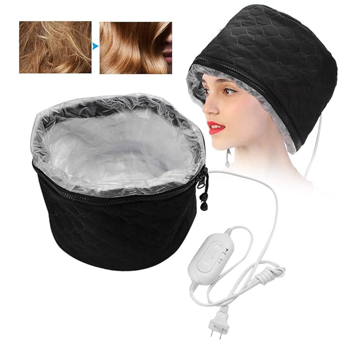 Electric Thermal Hair Hat, Steamer Heat Hat for Deep Conditioning Steam Home Use Heating Conditioner Women Heated Household Dryer Adjustable Hot Oil Haircare Care SPA with 3 Mode Temperature Control