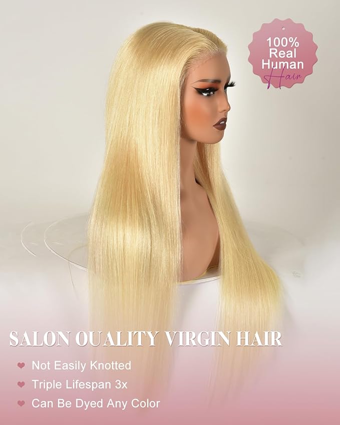 22 InchWear And Go Glueless 613 9x6 HD lace front wig Human Hair Pre Plucked Pre Cut For Beginners Human Hair 180% Density Straight Lace Front Wigs No Glue Pre Cut 3 Seconds To Wear Glueless Wig
