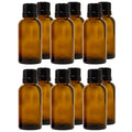 GreenHealth – Pack of 12 – 30 ml (1 oz) Amber Glass Bottles with Euro Dropper and Tamper-Evident Cap – Refillable Boston Round Bottles for Essential Oils and Aromatherapy