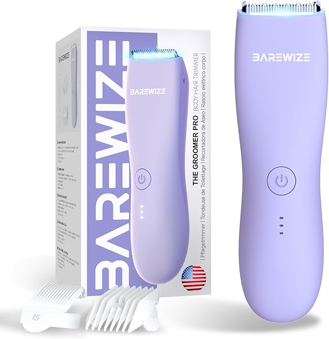 Bikini Trimmer for Women, Legs & Pubic Hair Trimmer | Waterproof, Type-C Rechargeable, LED Light, Replaceable Blade, Electric Razors for Women, Womens Body Shaver (Lilac Purple)