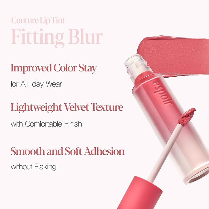 Espoir Couture Lip Tint Fitting Blur #13 Rose Crema 0.14oz | Soft and Creamy Color for Blurry Lip Look | Smudge-Proof Fixing Lip Stain | Lightweight and Comfortable Matte Finish