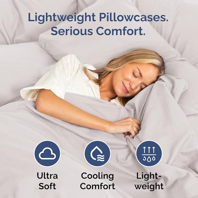 King Pillow Cases Set of 2 - Ultra Soft Hotel Quality Pillowcase Covers - Comfy, Cozy & Wrinkle Free - Shrinkage, Stain & Fade Resistant - Machine Washable Pillow Protectors - 2 Piece Set - Light Grey