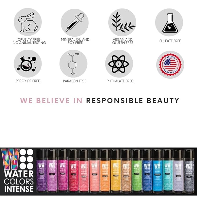 Watercolors by Tressa INTENSE 3-in-1 Color Depositing Shampoo, Semi Permanent Hair Color, Hair Dye Shampoo for Curly, Dry, and Normal Hair, 8 fl oz - GREEN