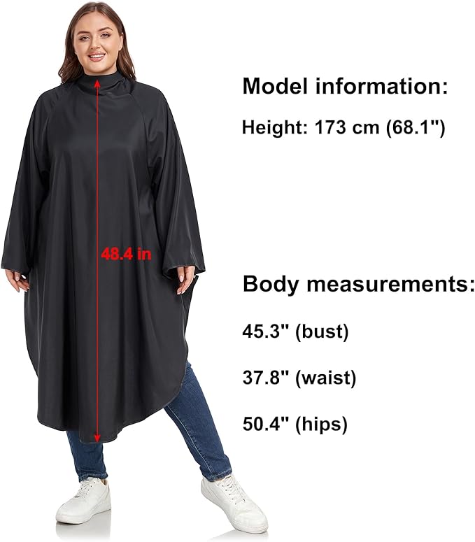 PERFEHAIR Barber & Salon Cape with Soft Silicone Collar & Sleeves | Breathable Hair Cutting Cape with Underarm Mesh | Large, Lightweight & Hair & Water Repellent, Black