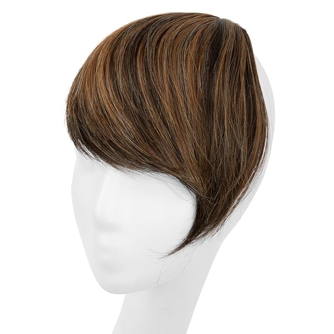 SARLA Clip in Side Bangs Extension Straight Synthetic Fake Bangs One Piece for Women Chestnut