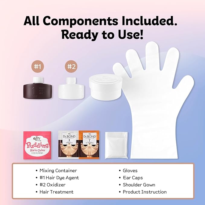eZn Pudding Hair Dye, Ammonia-Free, Semi-Permanent DIY Korean Hair Dye Color with Keratin, Odorless Gentle for Sensitive Skin No Skin Irritation(Mushroom Blond)
