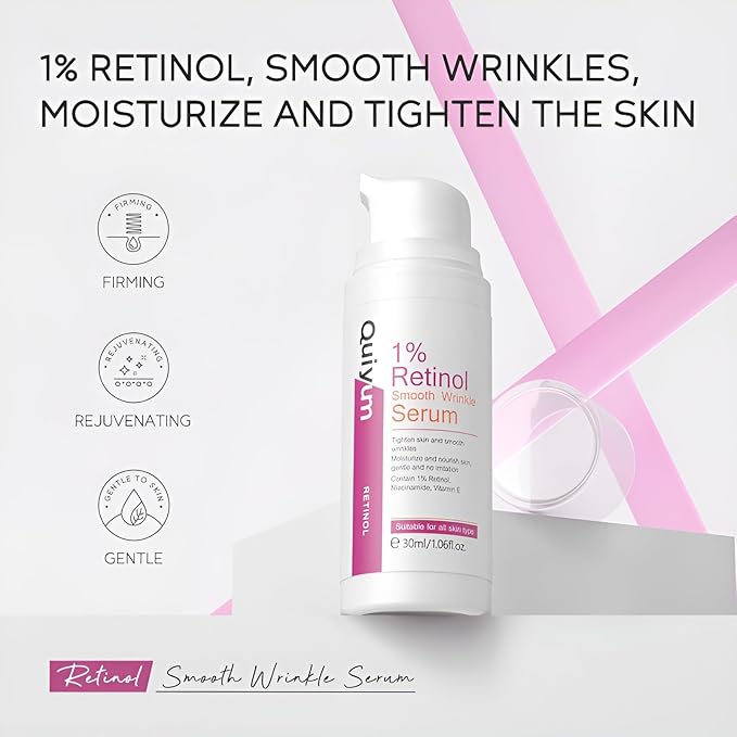 1% Retinol Serum for Face, Facial Serums for Anti Aging with Retinol, Niacinamide & Vitamin E for Fine Lines, Wrinkles & Dark Spots, Daily Skincare to Smooth & Firm Skin, 1.06 fl. oz, Pack of 2