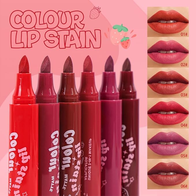 Lip Stain, Waterproof lip tint, Matte Color Look, Longlasting All Day Wear Lip Color, Smudge Proof Natural Finish, Precise Chisel Tip Marker,non sticky lip gloss,kiss proof lip color 04#