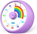 Visual Timer for Kids, 60-Minute Countdown for Classroom Office Kitchen, Desk Timer Kids Time Management Tools with Silent Operation, Pomodoro Timer Rainbow Pattern Purple