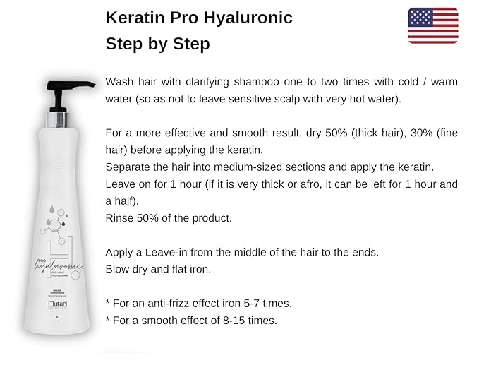 MUTARI PRO HYALURONIC KERATIN FOR ALL TYPES OF HAIR | VOLUME REDUCER | BRAZILIAN KERATIN RUDUCTOR RECONSTRUCTOR | 33.8Fl oz | FORMALDEHIDE FREE, 1