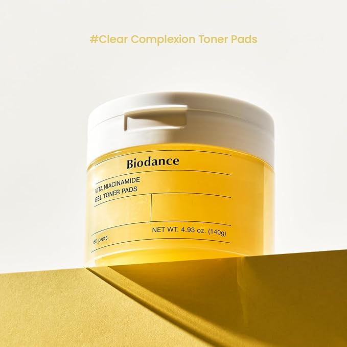 Biodance Vita Niacinamide Gel Toner Pads, Dark Spot Corrector, Evening Skin Tone, Hydrating for Sensitive Skin, Gentle Exfoliating Toner Pads, Korean Skincareㅣ4.93 fl.oz.(140g)*60Pads