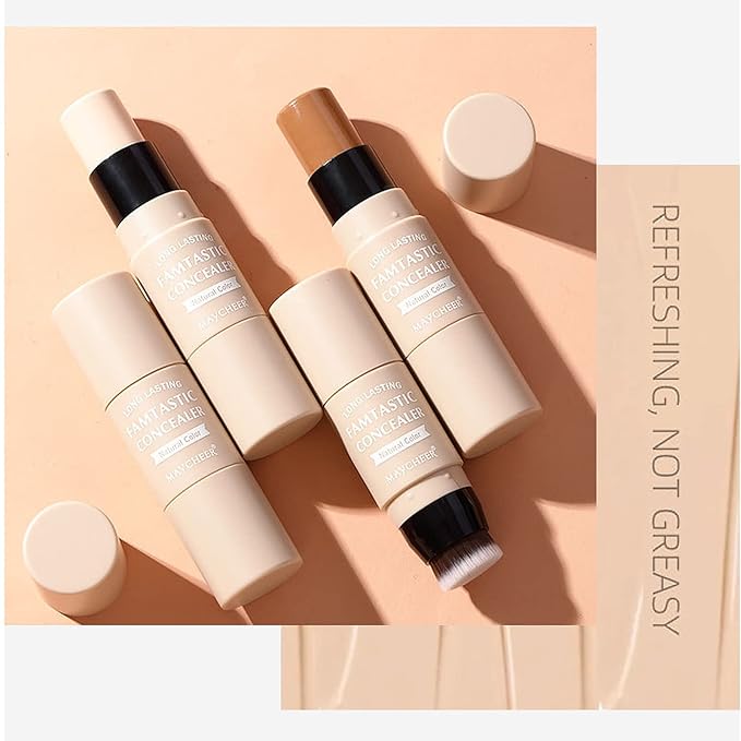 3 Pcs Contour Highlighter Blush Sticks with Brush, Shades with Highlighter & Bronzer Pen & Cream Blush, Waterproof, Longwear Makeup