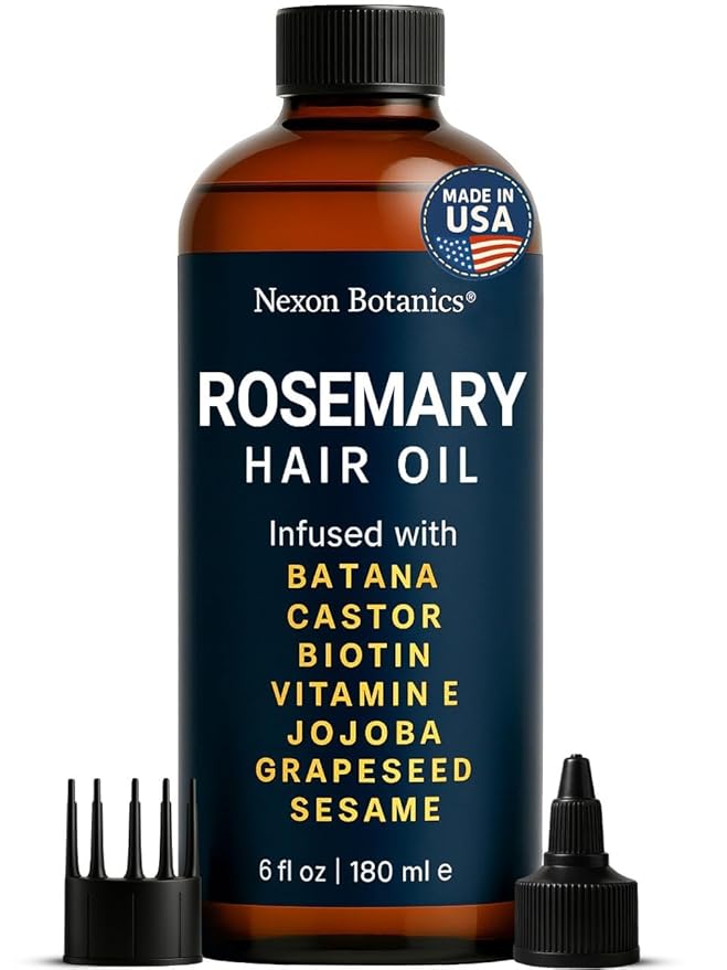 Rosemary Oil for Hair Growth 6 fl oz - Nourishing Blend for Frizz Control, Scalp Refresh & Stronger Hair - Aceite de Romero Para el Cabello - Nexon Botanics