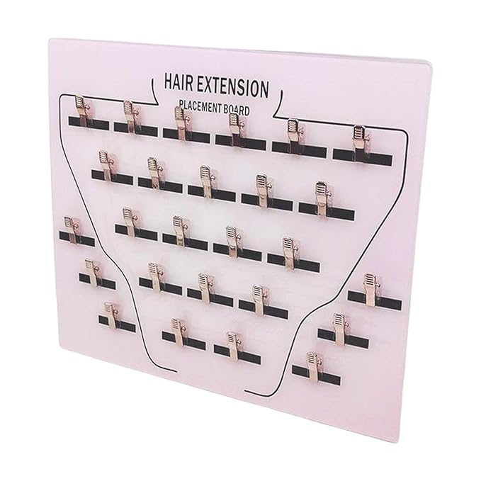DNCG Hair Extension Holder Acrylic Board, Hair Extension Holder Board With Clip For Hairpieces, Wig Sectioning Display Grafting Plate, Hair Hanger, 1, light pink