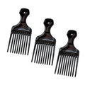 (3 Pack) 5.25" Plastic Afro Pick Lift Hair Comb Detangle Wig Braid Hair Man Styling Comb (Black_B)