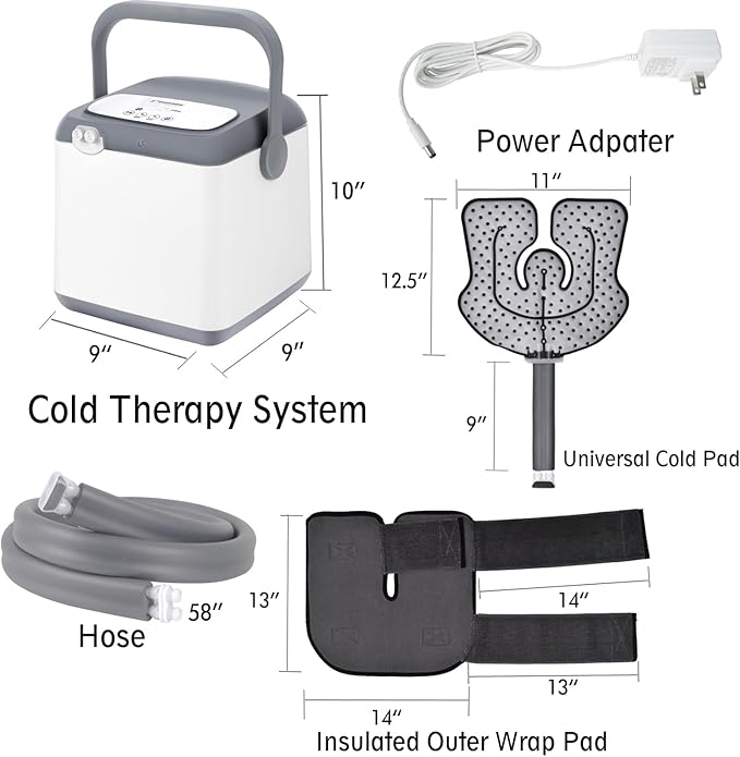Cold Therapy System, Programable Ice Therapy Machine for Knee, Post-Surgery Continuous Cryotherapy Cold Pack, Including a Insulated Outer Wrap Pad
