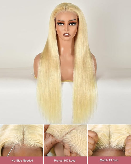 30 Inch Wear And Go Glueless 613 9x6 HD lace front wig Human Hair Pre Plucked Pre Cut For Beginners Human Hair 180% Density Straight Lace Front Wigs No Glue Pre Cut 3 Seconds To Wear Glueless Wig