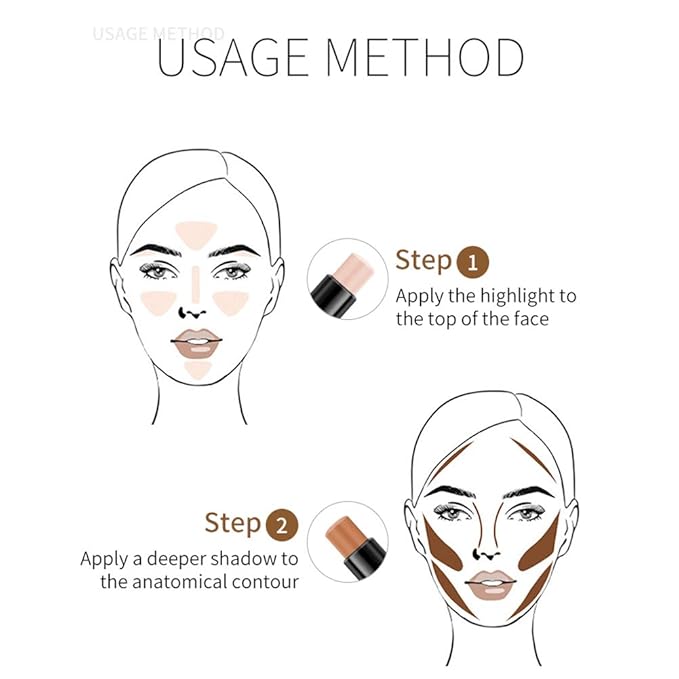 MEICOLY Cream Contour Stick Trio,Bronzer Highlighter Stick,2 in 1 Double Head Facial Repair Concealer Stick,3D Body Makeup Shading Trimming Stick,Smooth Gliding Face Illuminator Makeup,6 Colors